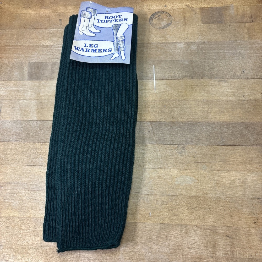 Vintage 70s Green Boot Toppers Leg Warmers Women's Acrylic Knit NOS Retro